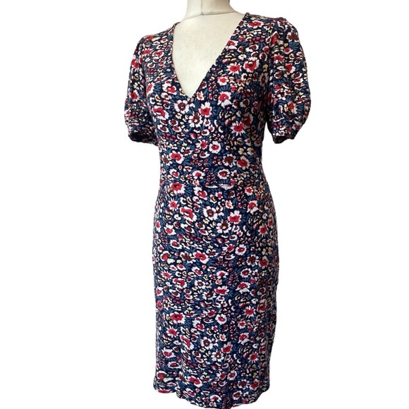 Boden Dresses & Skirts - BODEN Women's‎ Tea Dress Red Blue Floral Summer  Party Size 10L 100% Cotton Puff